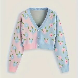 0134 - NWOT - Floral Pastel Cardigan Sweater